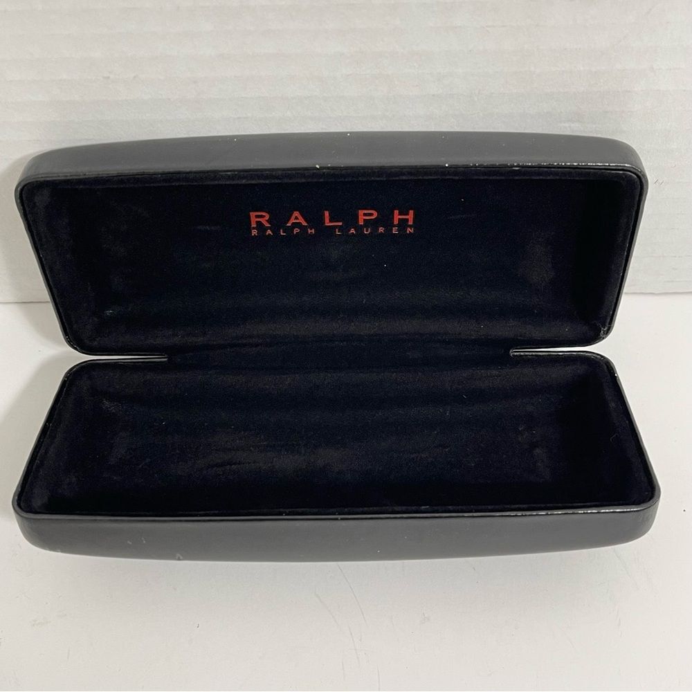 Ralph Lauren Embossed Logo Clam Shell Eye Glasses Case Hinged Hard Shell Black